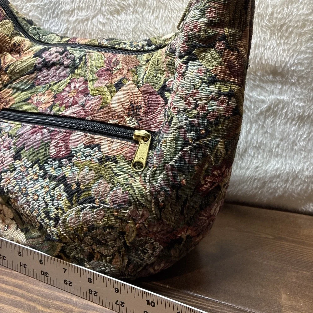 Vintage Floral Tapestry Shoulder Bag Wallet Set Multicolor Grandmacore